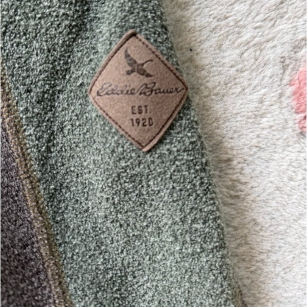 Eddie Bauer Heritage Fleece 1/4 Zip Olive Colorblock Outdoor Pullover S - Picture 4 of 4